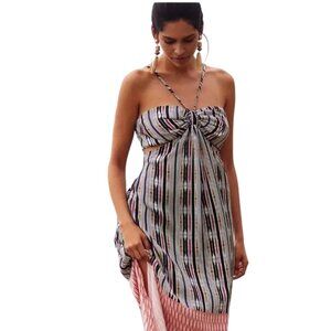 NWT Anthropologie P XS Feminine Maxi Dress Bohemian boho beach vacation tropical